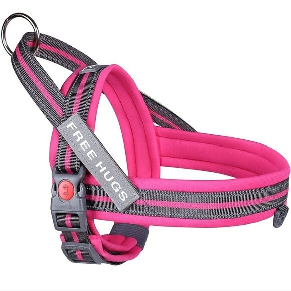 NWT Dog Harness Pink & Gray Reflective - Picture 1 of 6